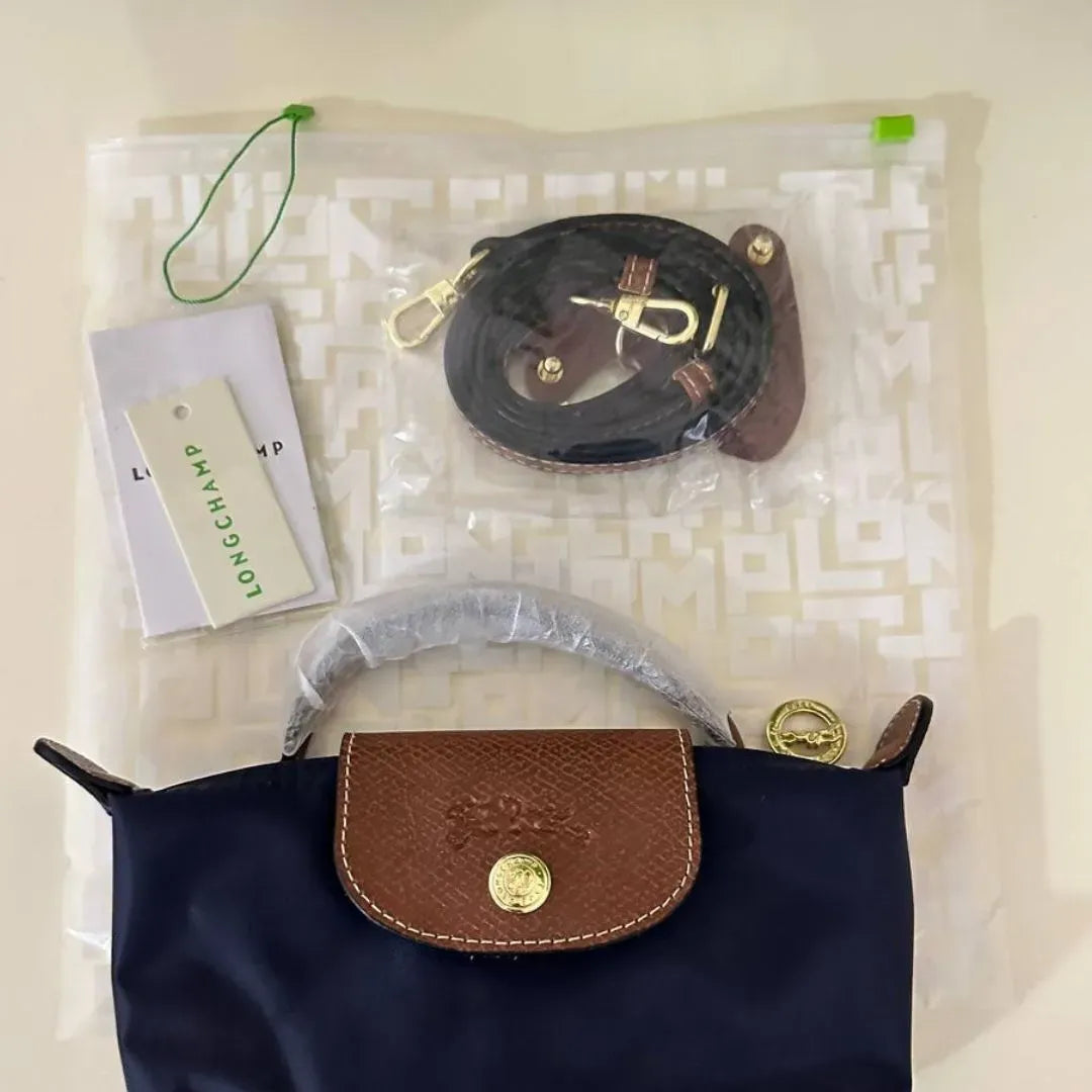 Longchamp Black Brown Mini Handbag with Strap