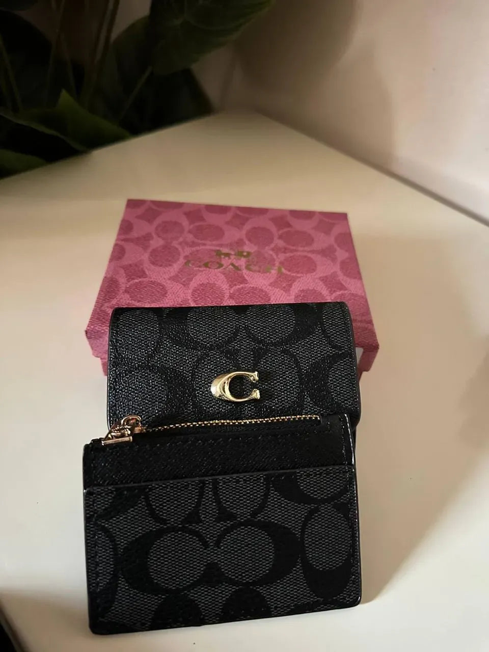 Coach Medium Corner Zip Wallet in Signature Canvas Black