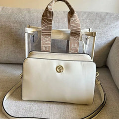 Emily Loran Pastel Duo Clear Transparent Tote with Crossbody Bag