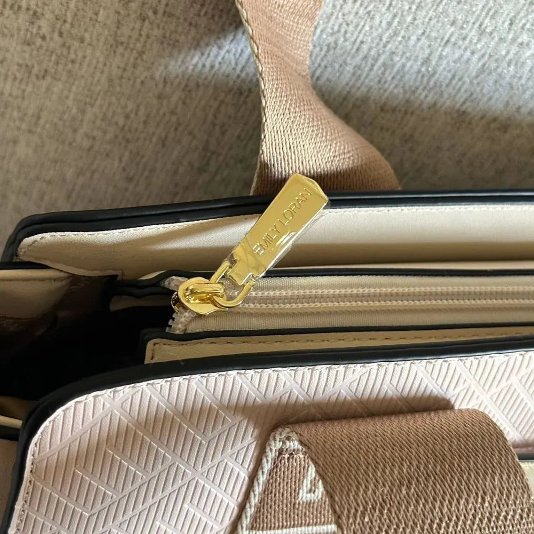 Emily Loran Pastel City Tote Bag with Front Pocket Pouch -Rose Gold