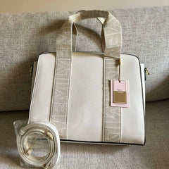 Emily Loran Pastel City Tote Bag with Front Pocket Pouch - Beige