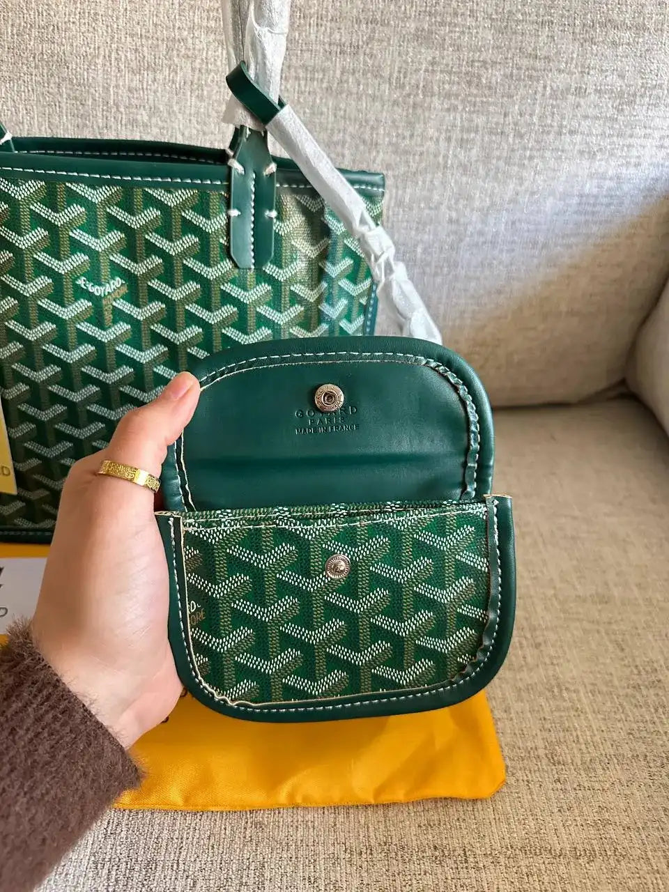 Goyard Mini Anjou Tote Green