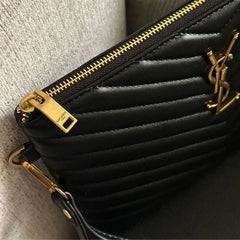 Saint Laurent Black Pouch in Matelassé Leather