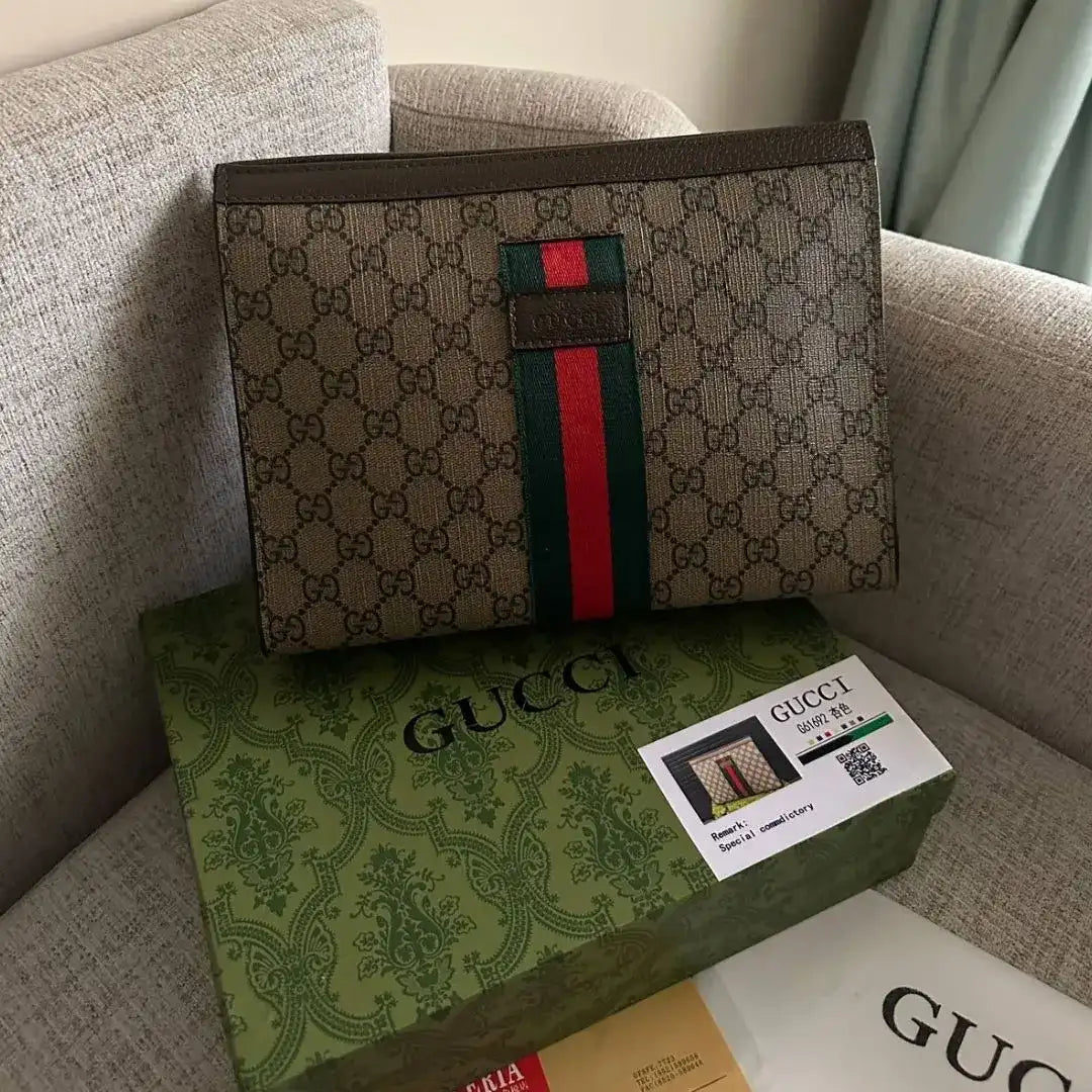 Gucci Ophidia Pouch Variation Beige and Brown GG Fabric