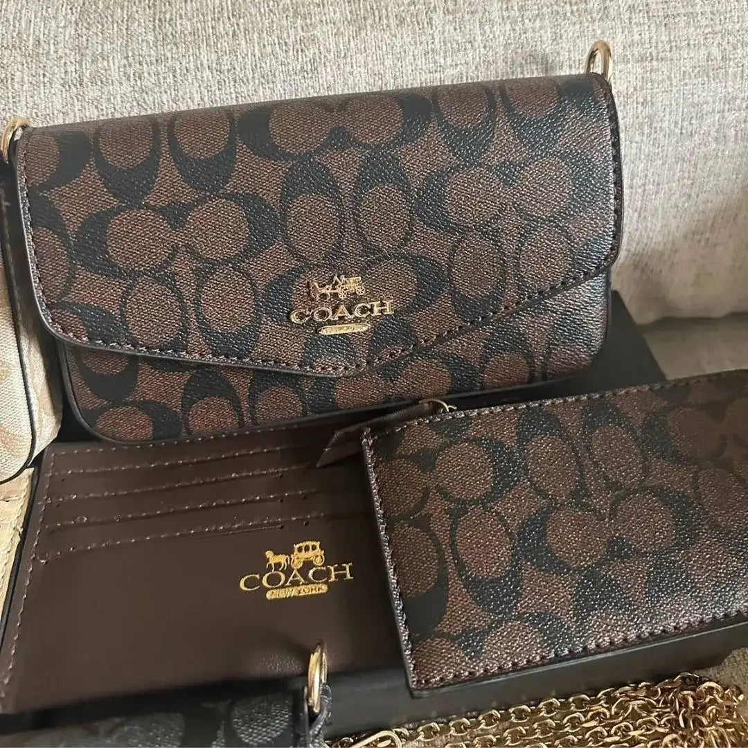 Coach Envelope Clutch Crossbody in Signature Canvas- Brown