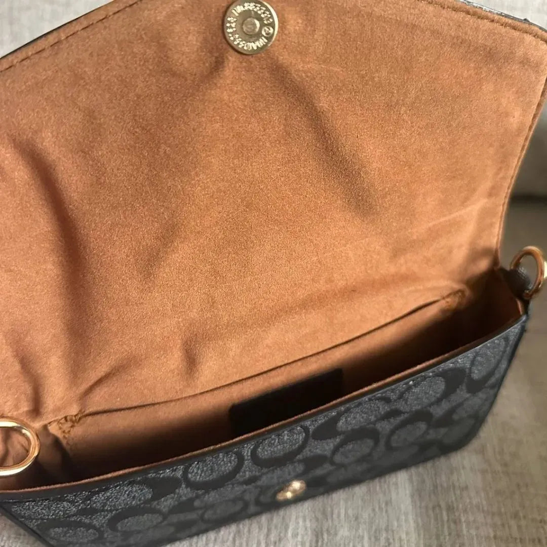 Coach Envelope Clutch Crossbody in Signature Canvas- Black