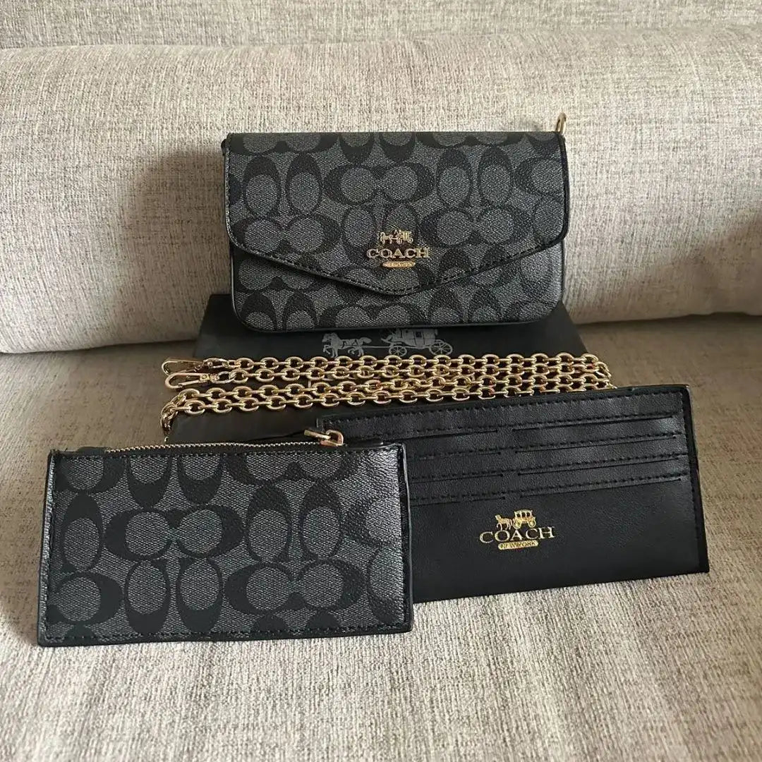 Coach Envelope Clutch Crossbody in Signature Canvas- Black
