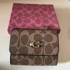 Coach Snap Wallet in Signature Canvas in Tan/ Brown