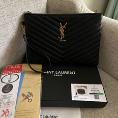 Saint Laurent Black Pouch in Matelassé Leather